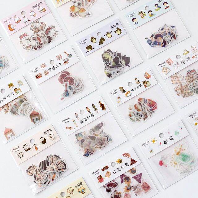 Random Set 32 sticker washi dán trang trí sổ nhật ký