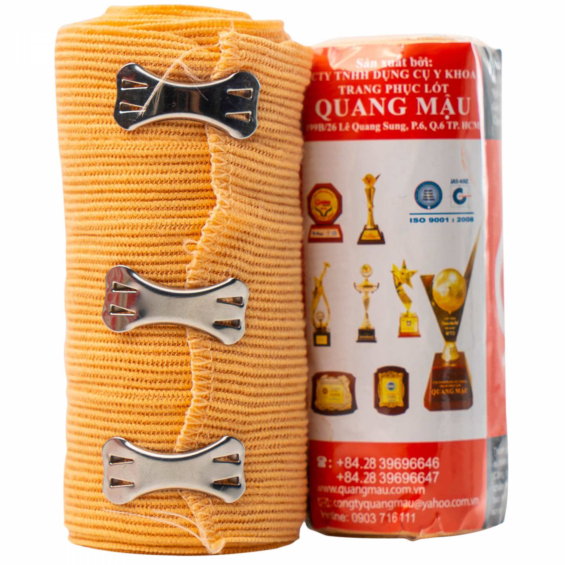 ❤️ băng thun chun y tế 4 in qm elastic bandage ,băng thun y tế quang mậu qm 3 móc, băng thun y tế quang mậu qm 3 móc màu da nâu dùng trong y tế, thể thao