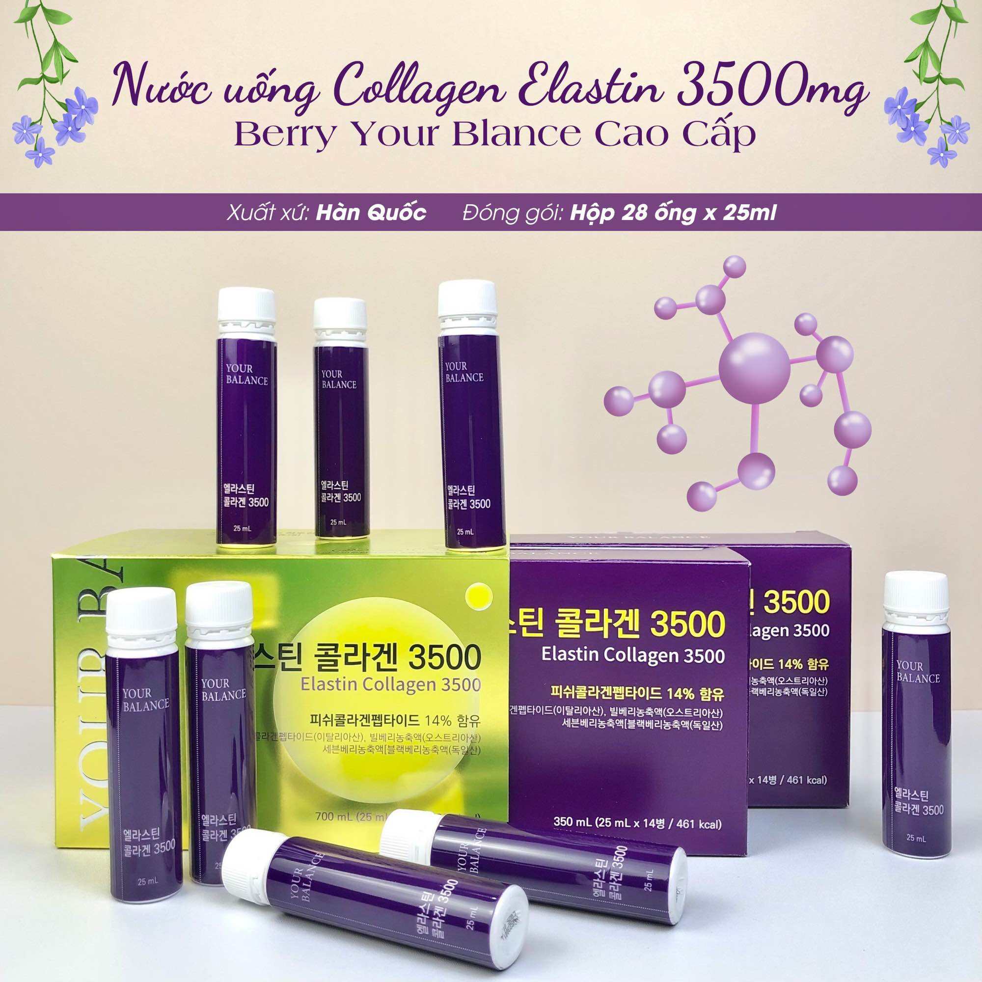 Nước uống Collagen Elastin 3500mg Berry Your Blance Cao Cấp