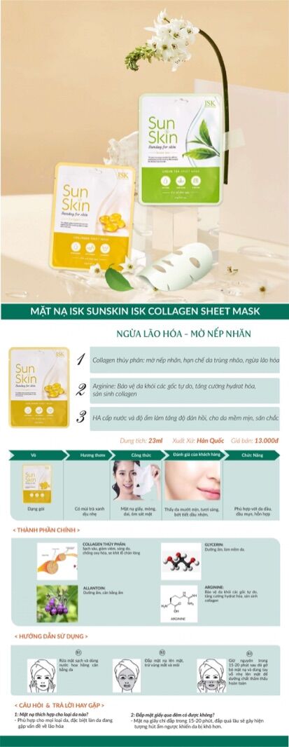 COMBO 10 MẶT NẠ ISK COLLAGEN SHEET MASK