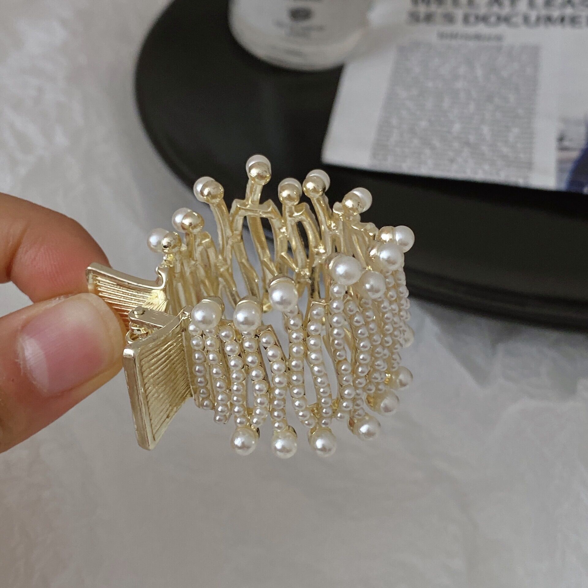 Kẹp tóc đuôi ngựa đính đá phong cách Hàn Quốc