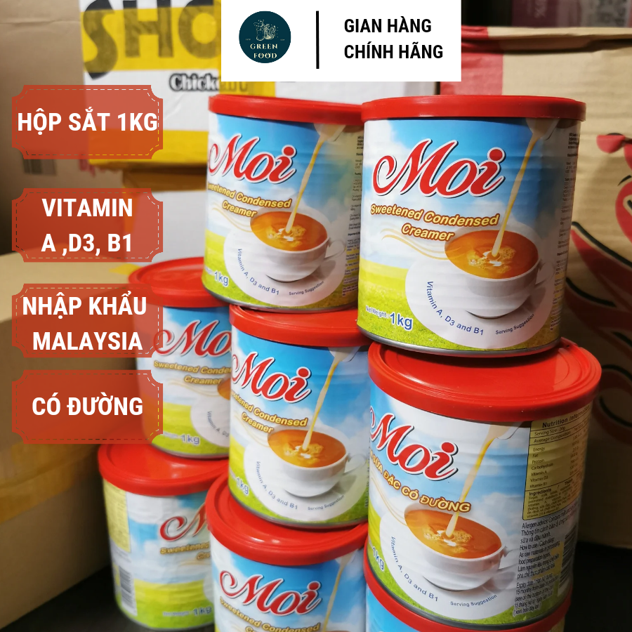 Hộp sữa đặc Moi 1kg Malaysia date 7.11.2024 giàu vitamin A,D3,B1