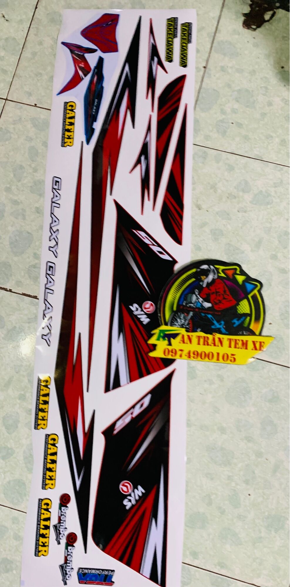 Tem rời sym galaxy in decal 3 lớp bóng hoặc nhám cao cấp không bay màu