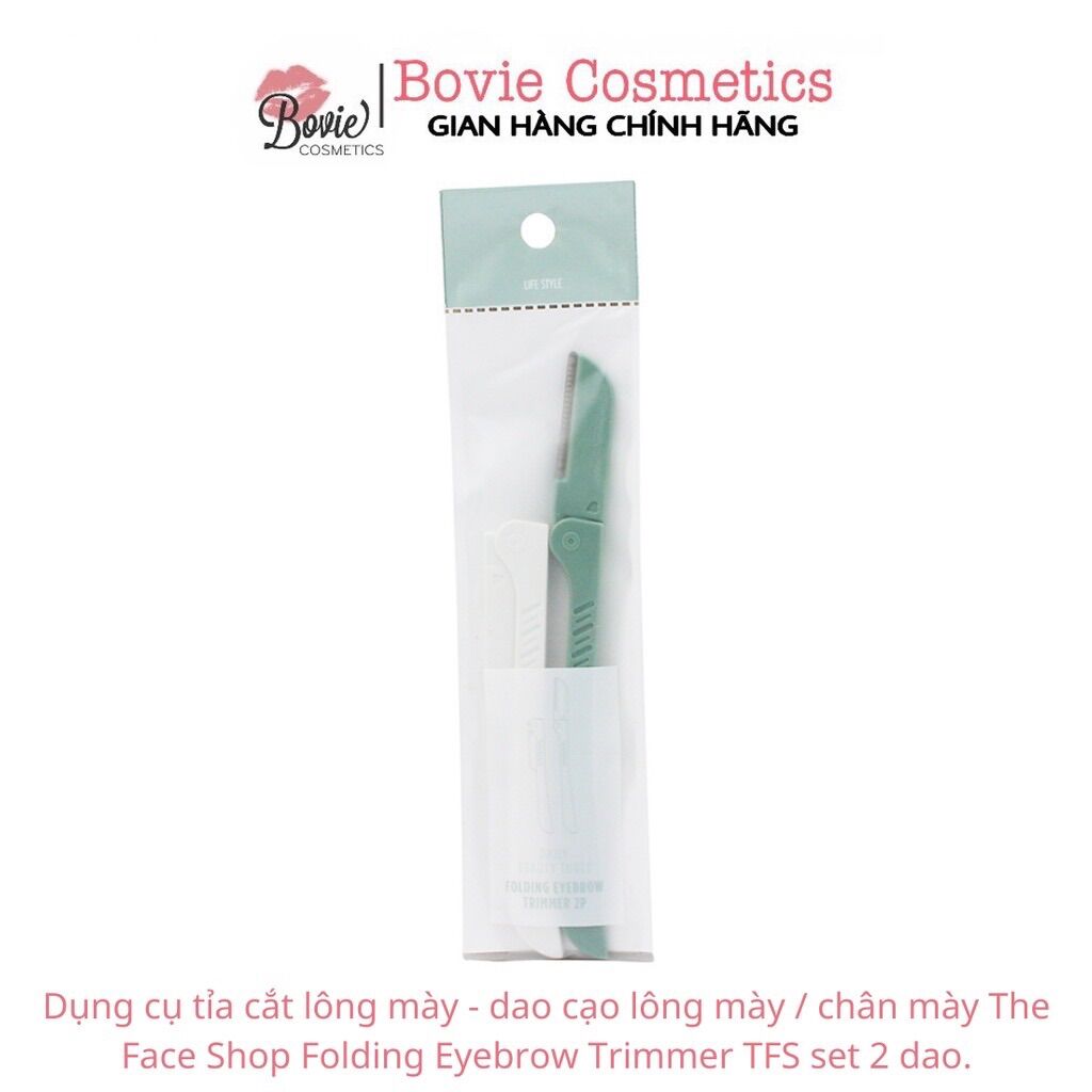 Dụng cụ tỉa cắt lông mày - dao cạo lông mày / chân mày The Face Shop Folding Eyebrow Trimmer TFS set 2 dao