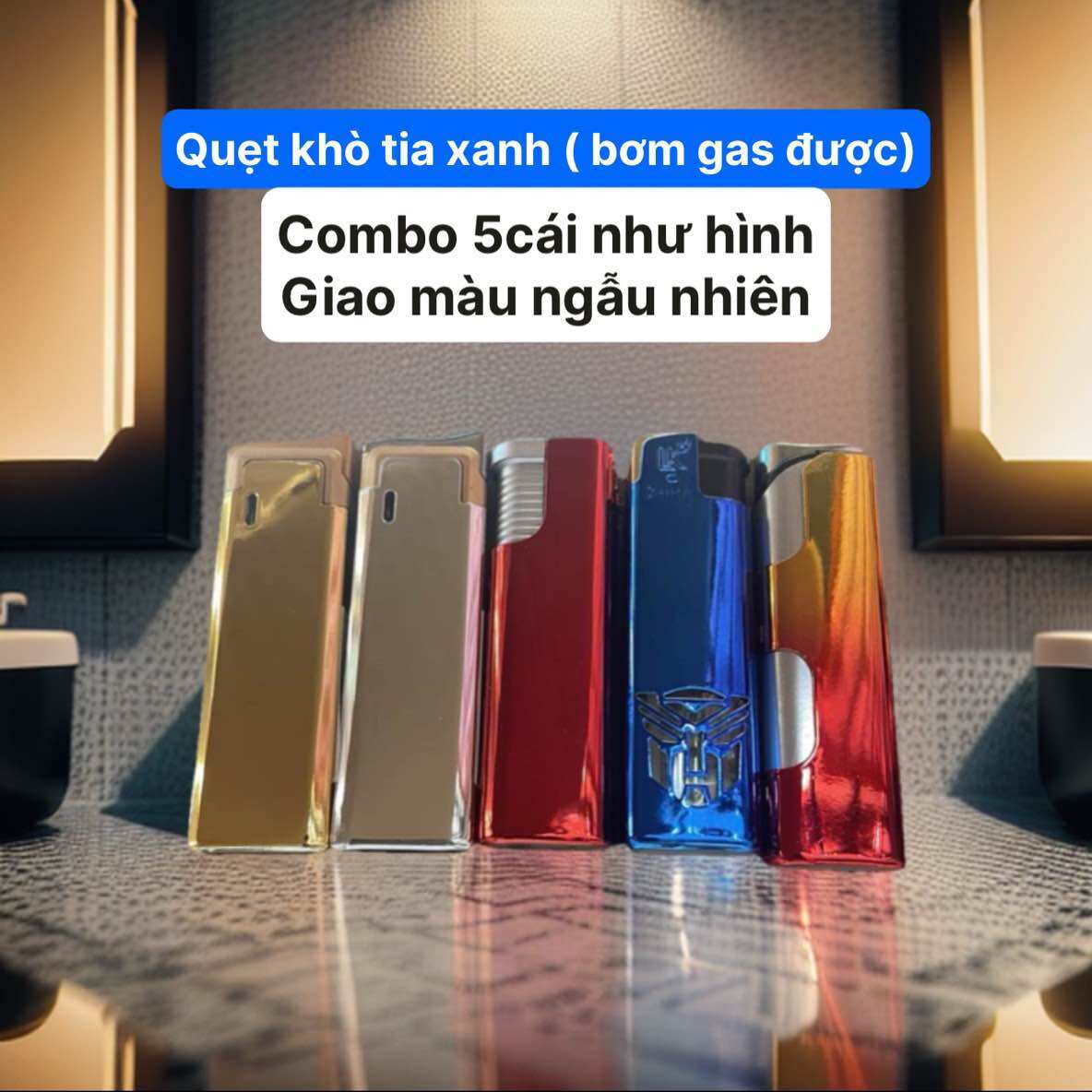 Combo 5cái Hộp quẹt khò tia xanh chống gió