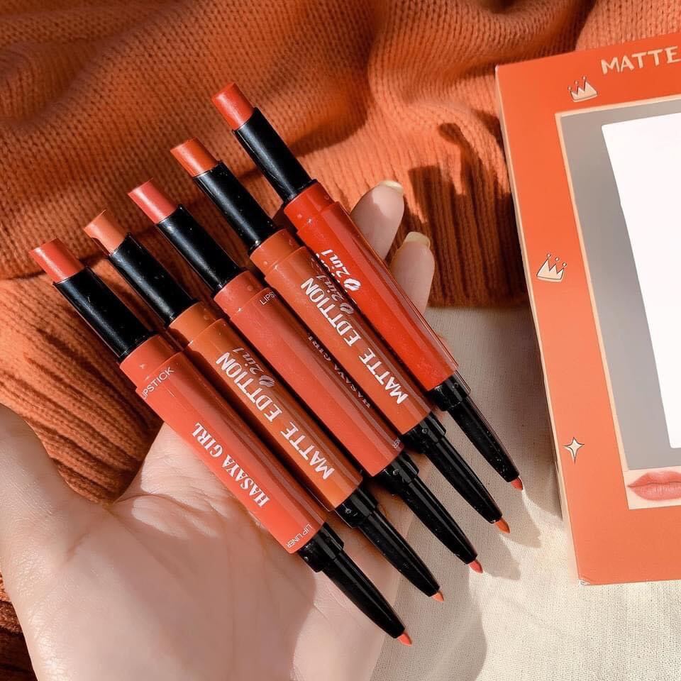 Son lì Set 5 cây Hasaya Girl Matte Edttion 2in1