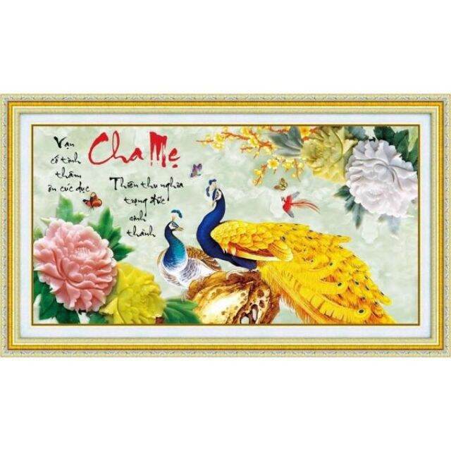 Tranh thêu 3d cha mẹ 63x37cm lv3248