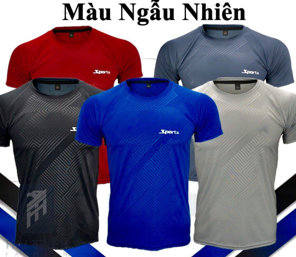Áo thun thể thao nam vải poly giãn 4 chiều giao nhiều màu ngẫu nhiên ht0127