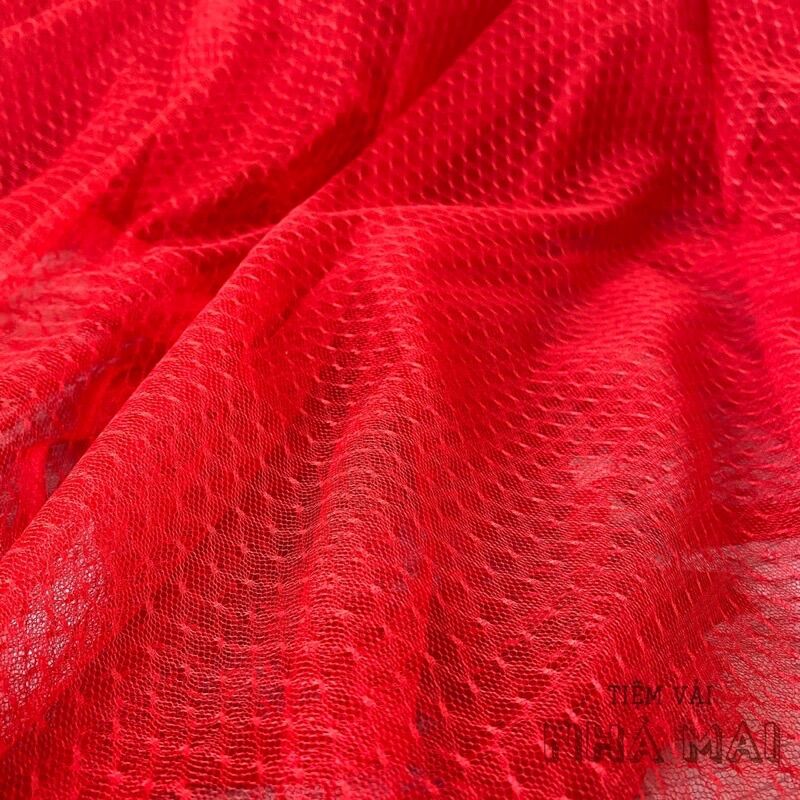 (4 Màu) Vải lưới chấm bi nhỏ chất mềm nhẹ co giãn 2 chiều