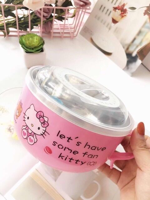 Tô nhựa inox ăn mì Hello Kitty - Doremon Doraemon