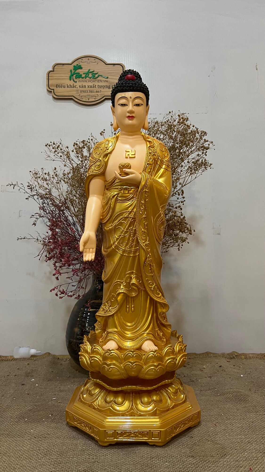 [HCM]Tôn tượng a di đà / Quan Âm đứng 65cm | Tượng Phật Hoa Tiên