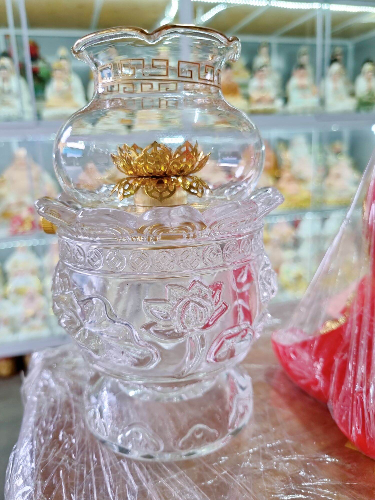 Đèn dầu lưu ly - đèn dầu cát tường - đèn thắp dầu thờ cúng