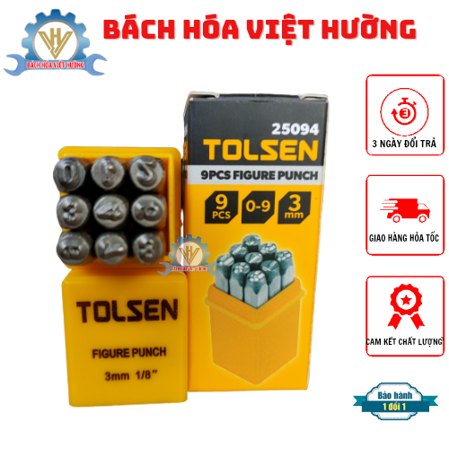 Bộ đóng số 9 cây, đóng số khung, số máy Tolsen 3mm-6mm 9 số , thép carbon cao cấp không gỉ