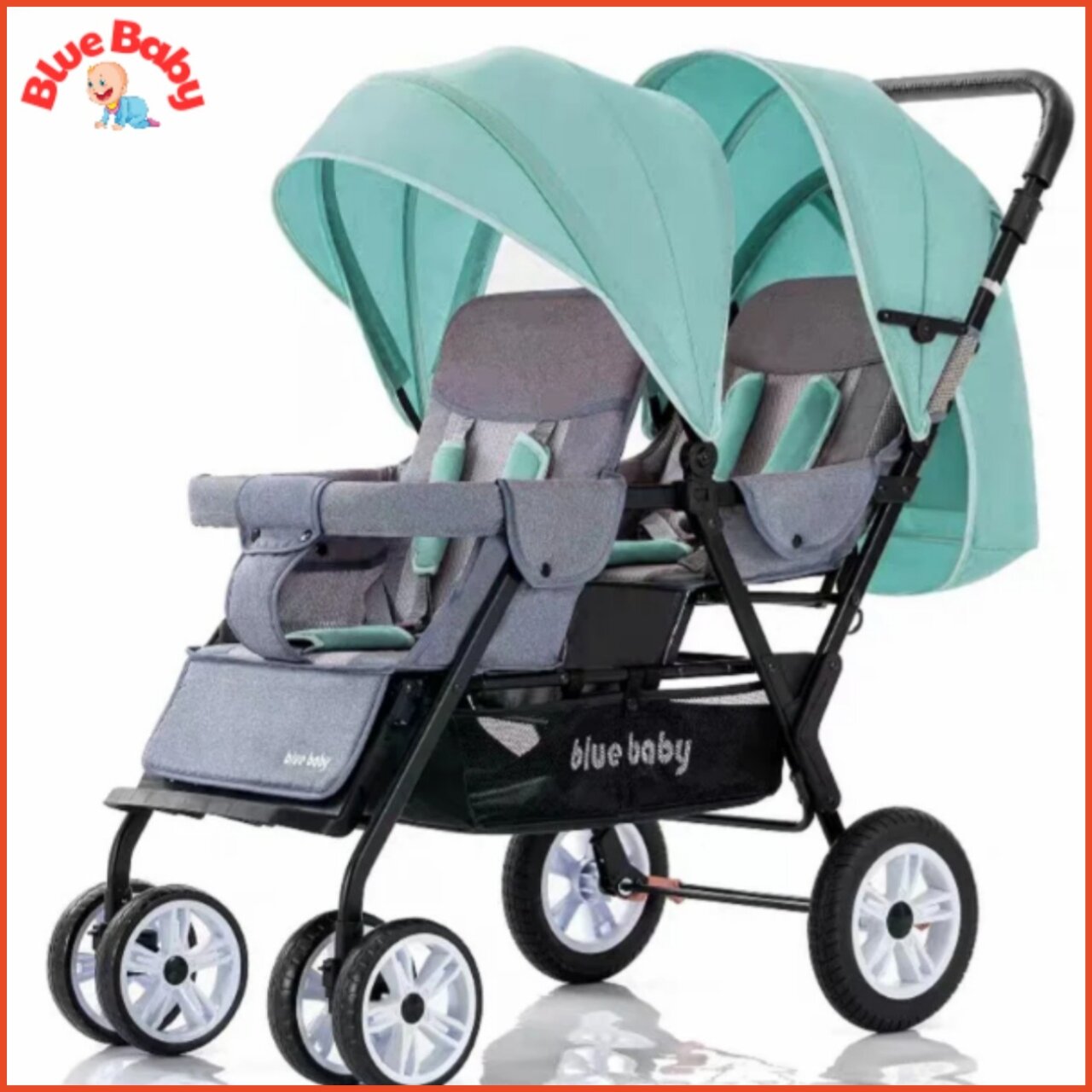 Xe đẩy đôi cho bé có thể gấp gọn được, nằm ngồi nhiều tư thế