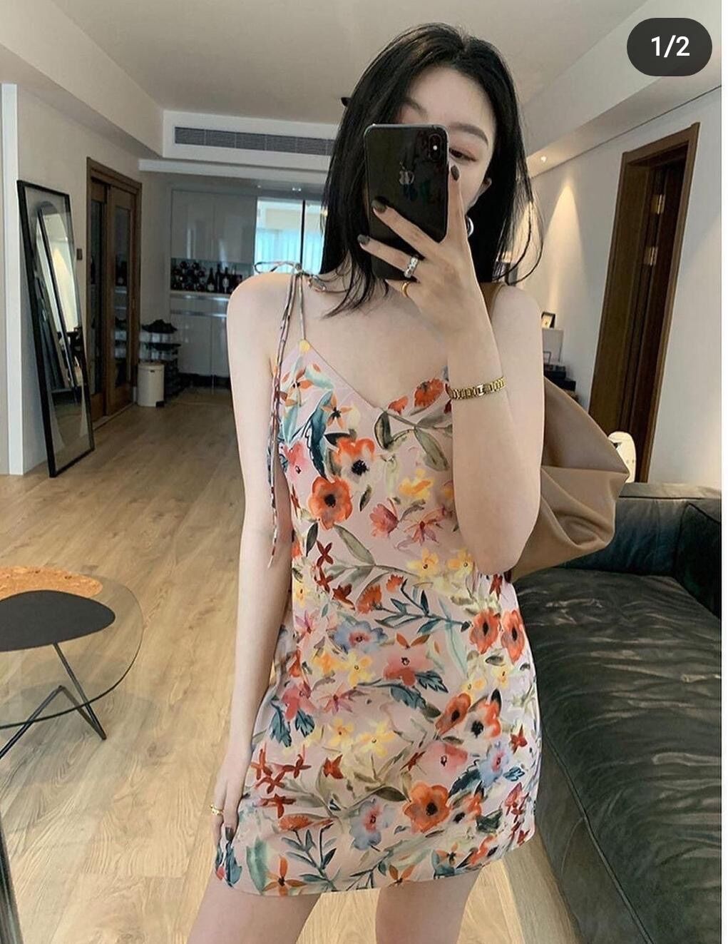 Đầm hoa 2 dây