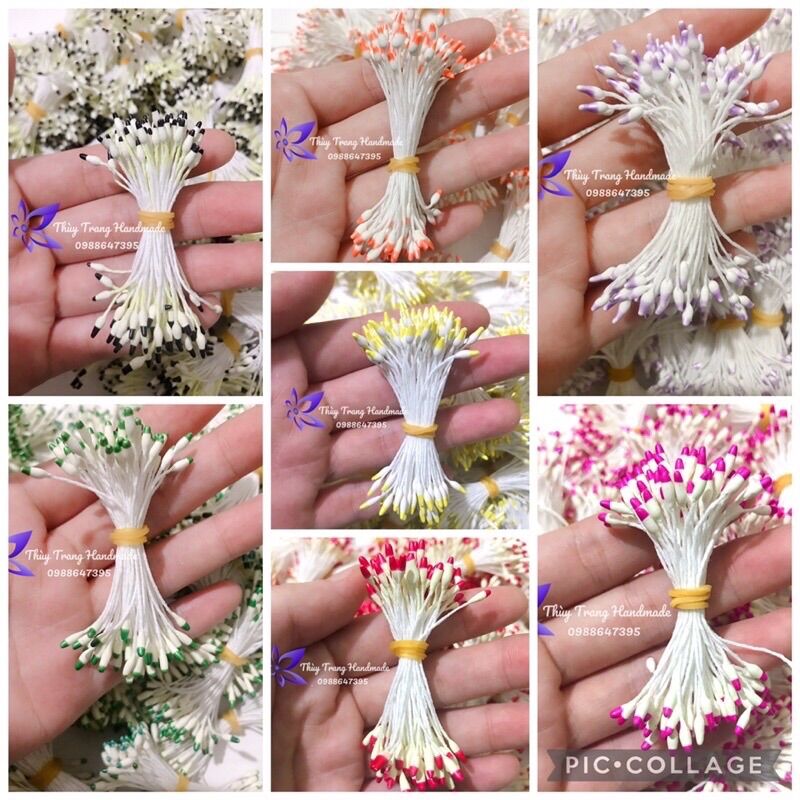 1 Bó nhị, nhuỵ thạch cao điểm màu làm hoa giấy, hoa voan nguyên liệu handmade