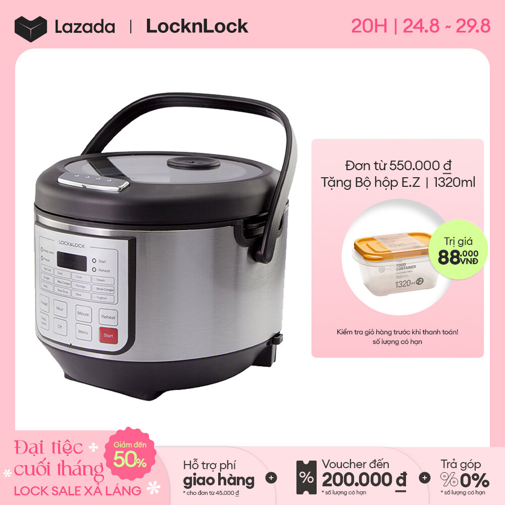 Ejr151 - nồi cơm điện cao cấp đa năng lock&lock 1.8l 700w hẹn giờ 24h, 12 chế độ nấu - hàng chính hãng - bảo hành 2 năm