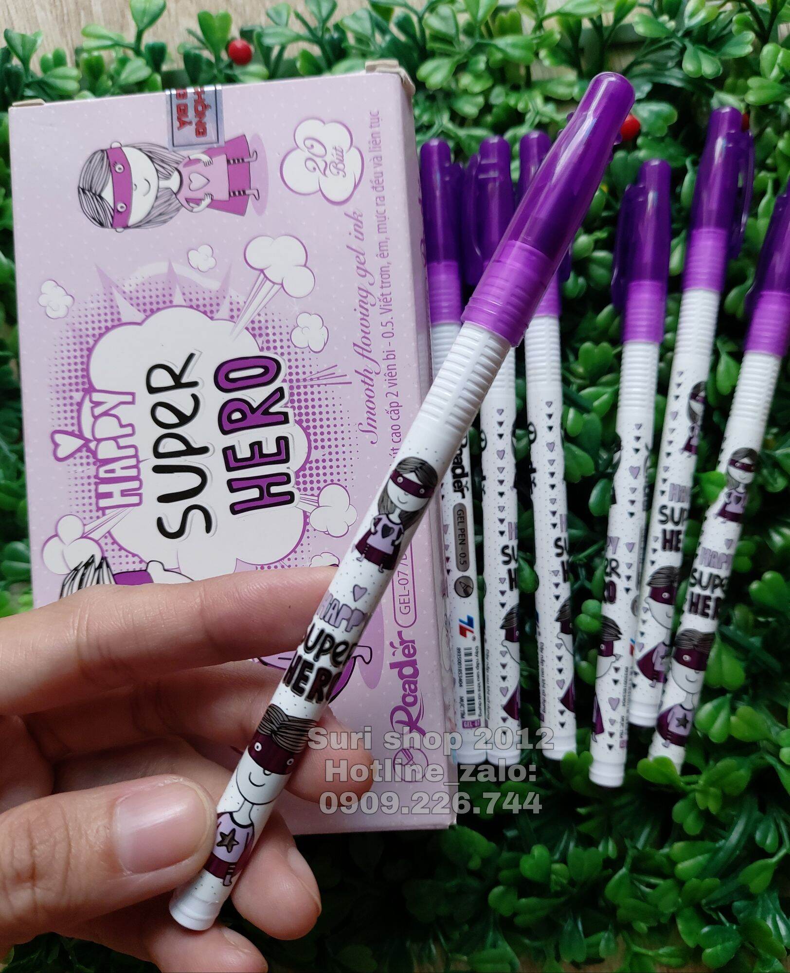 Combo 10-20 cây bút gel mực tím TL Super Hero chính hãng cho học sinh tiểu học và mọi độ tuổi