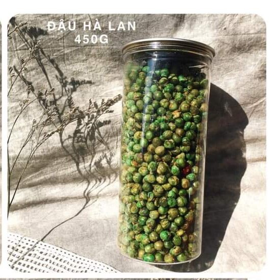 Đậu hà lan tỏi ớt-Lon 500g giòn giòn, cay cay, bổ dưỡng, không dầu chiên, chay mặn đều dùng được