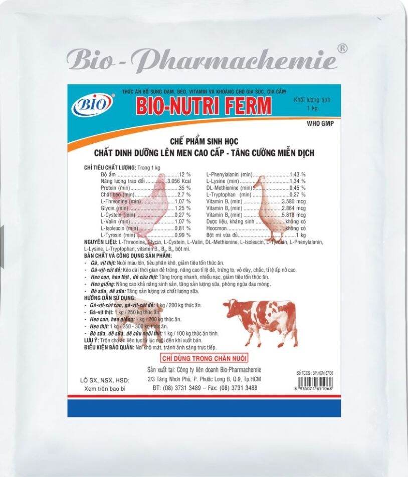 Bio Nutri Ferm (1kg) - Chế phẩm sinh học cao cấp, cung cấp đạm, khoáng chất dinh dưỡng cho gà đá. Chống cắn mổ, giảm tiêu tốn thức ăn