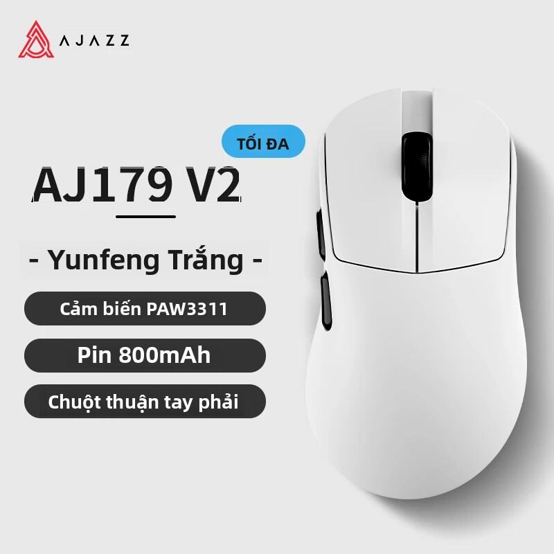 AJAZZ AJ179 V2 MAX Chuột Chơi Game Không Dây Tốc Độ Bỏ 1K Thiết Kế Công Thái Học PAW3311 Cảm Biến Hư