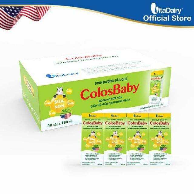 SALE SỐC)1 thùng( 48 hộp) Sữa bột pha sẵn Colosbaby 110ml ( Date T1.2022
