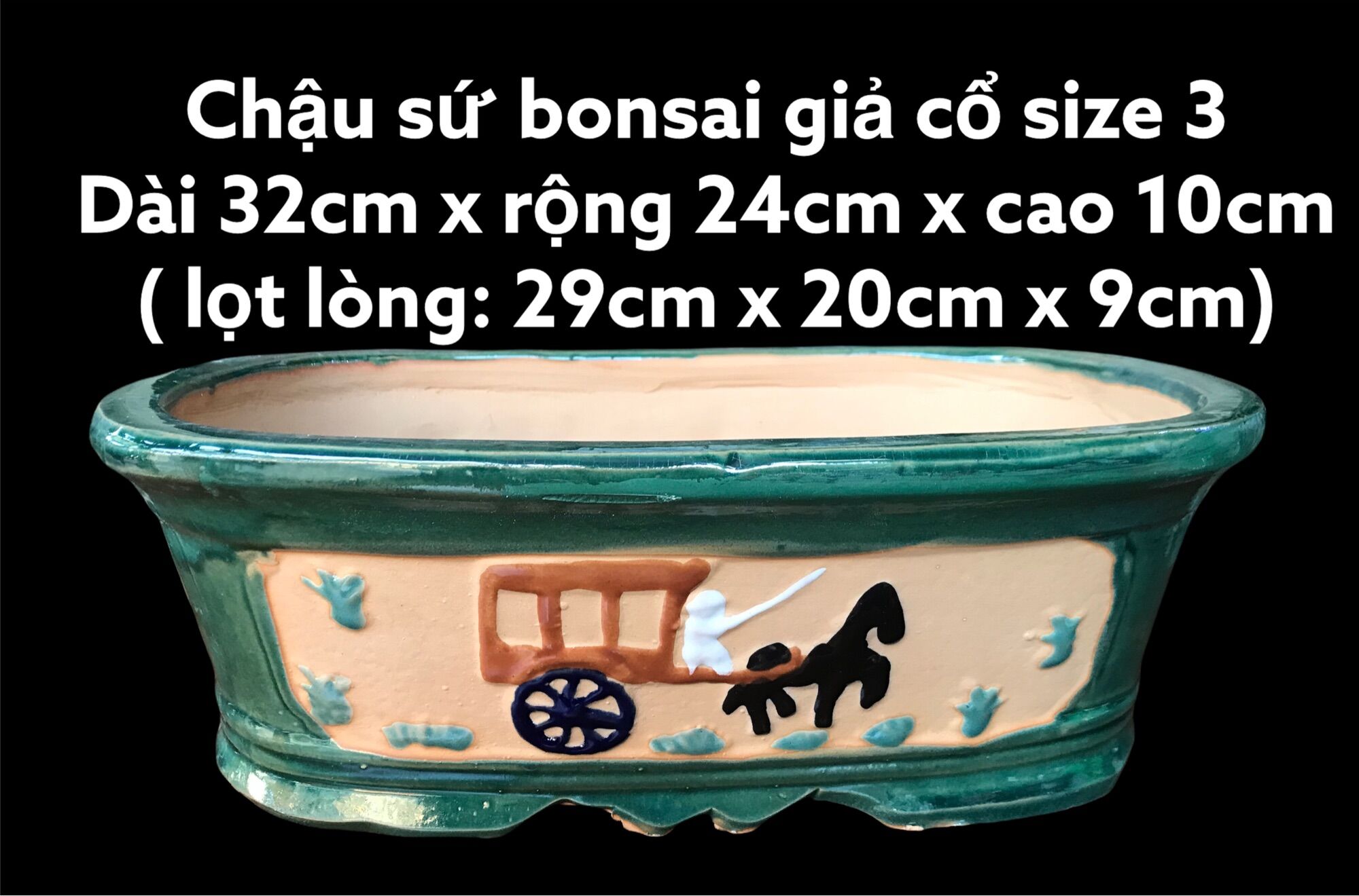 Chậu sứ trồng cây hình ovan giả cổ size 3