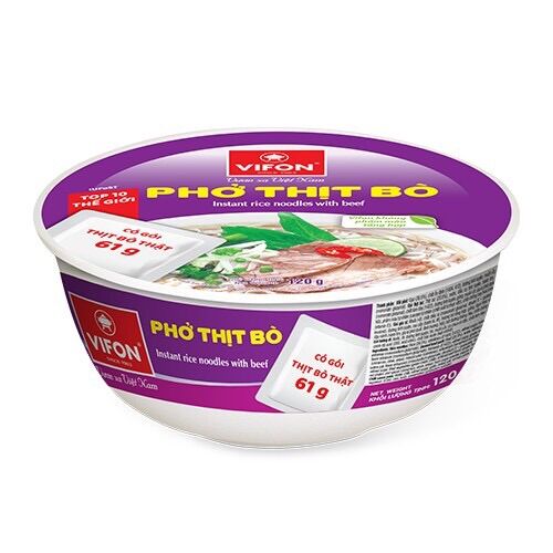 Thùng 12 Tô Phở Bò | Phở Gà Vifon Có Thịt Thật (120g/Tô)