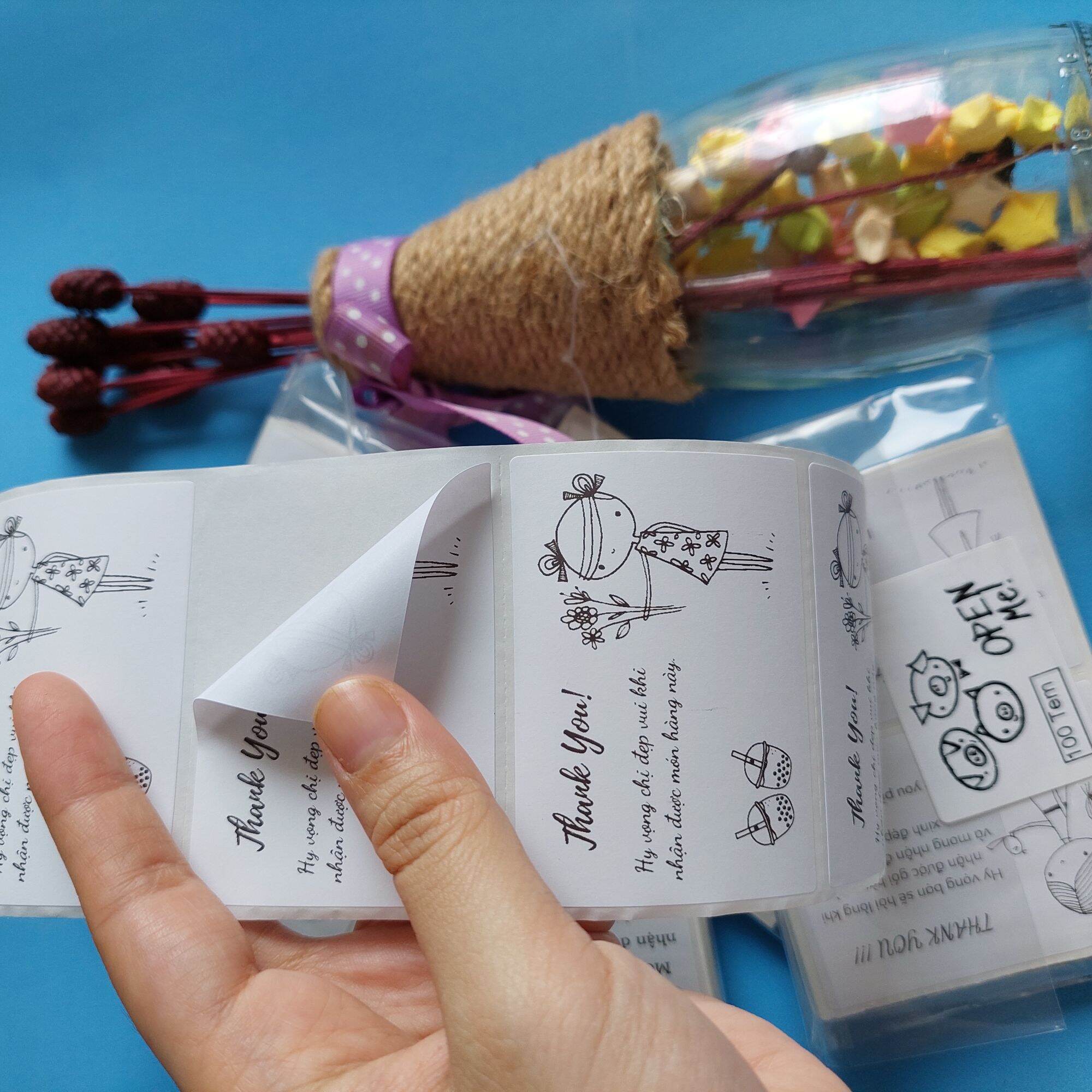 100 Tem decal dán Thank You kích thước 7x5cm