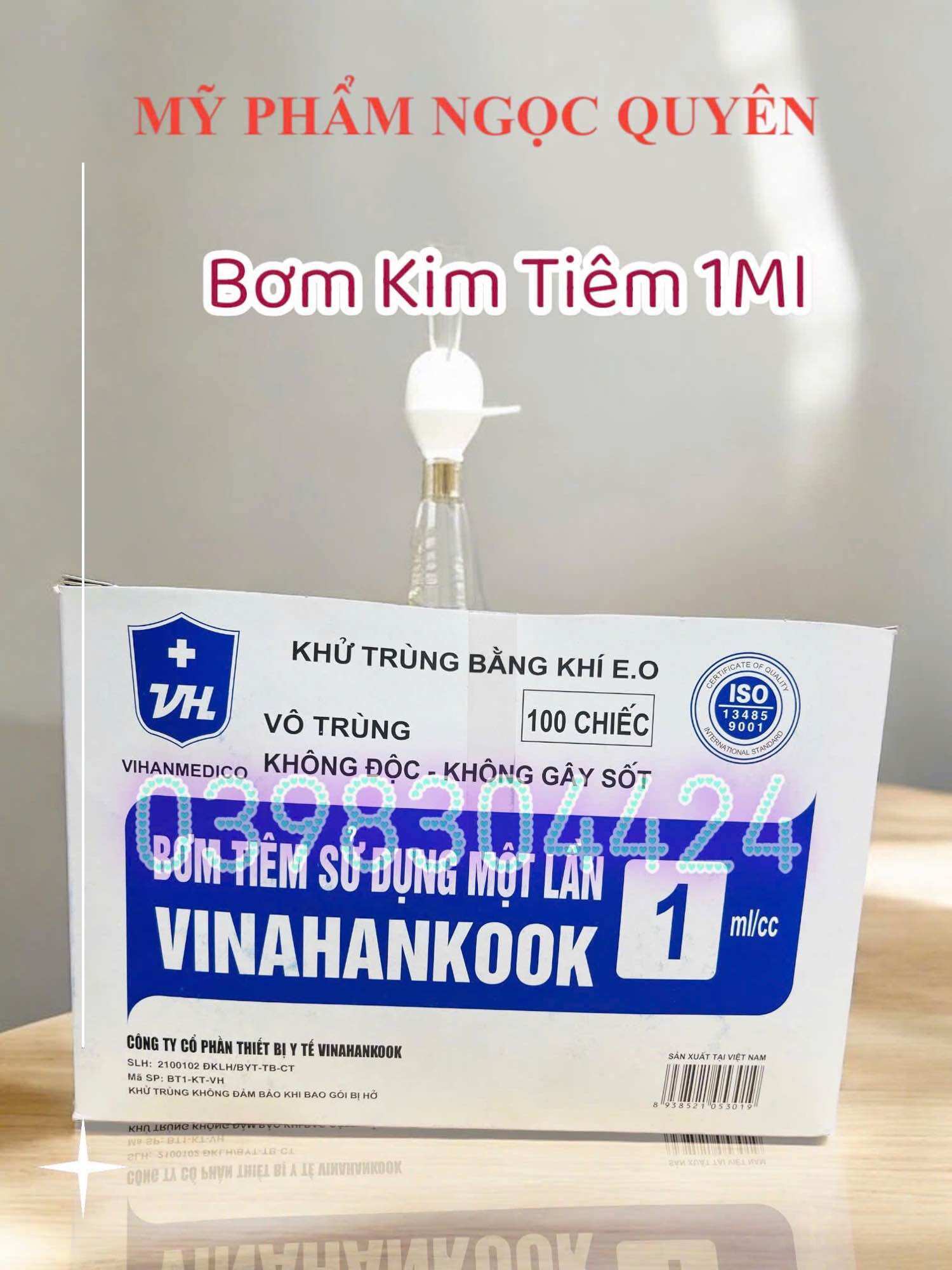 Bơm tiêm 1ml 26Gx1/2' vinahankook (H/100 cây)
