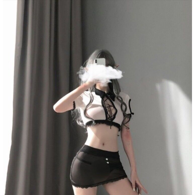 (video thật+ảnh thật) Váy cosplay thư ký đồ ngủ quyến rũ