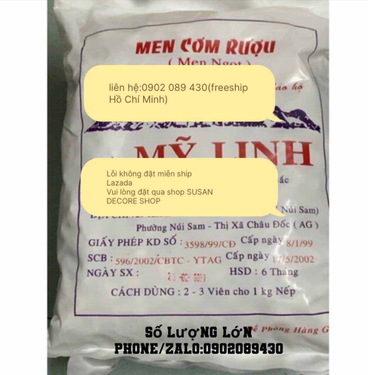 MEN CƠM RƯỢU MỸ LINH 900G (MEN NGỌT) NSX 01/08/2023