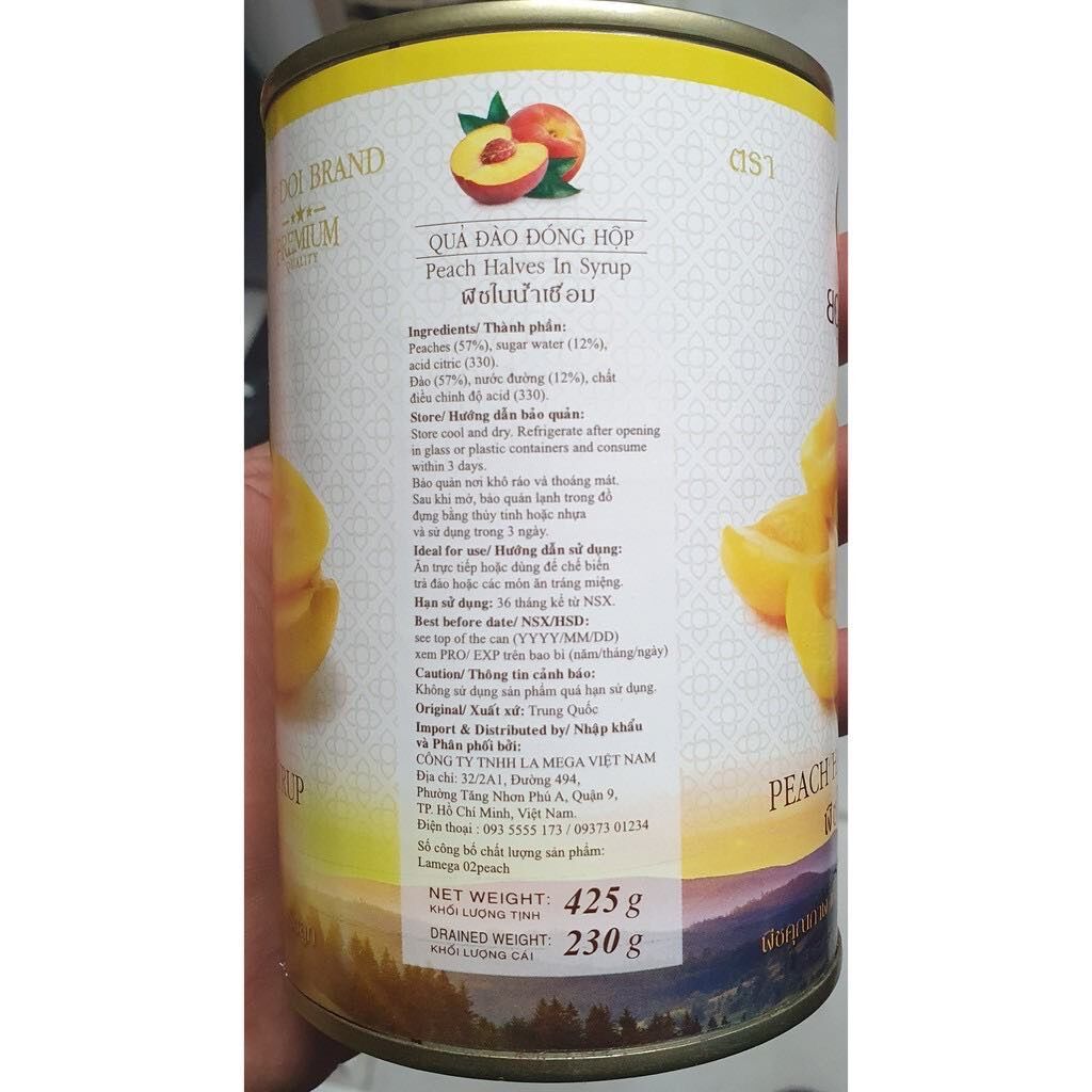 Trái Đào Ngâm Nước Đường Thái Lan Lon 425gr