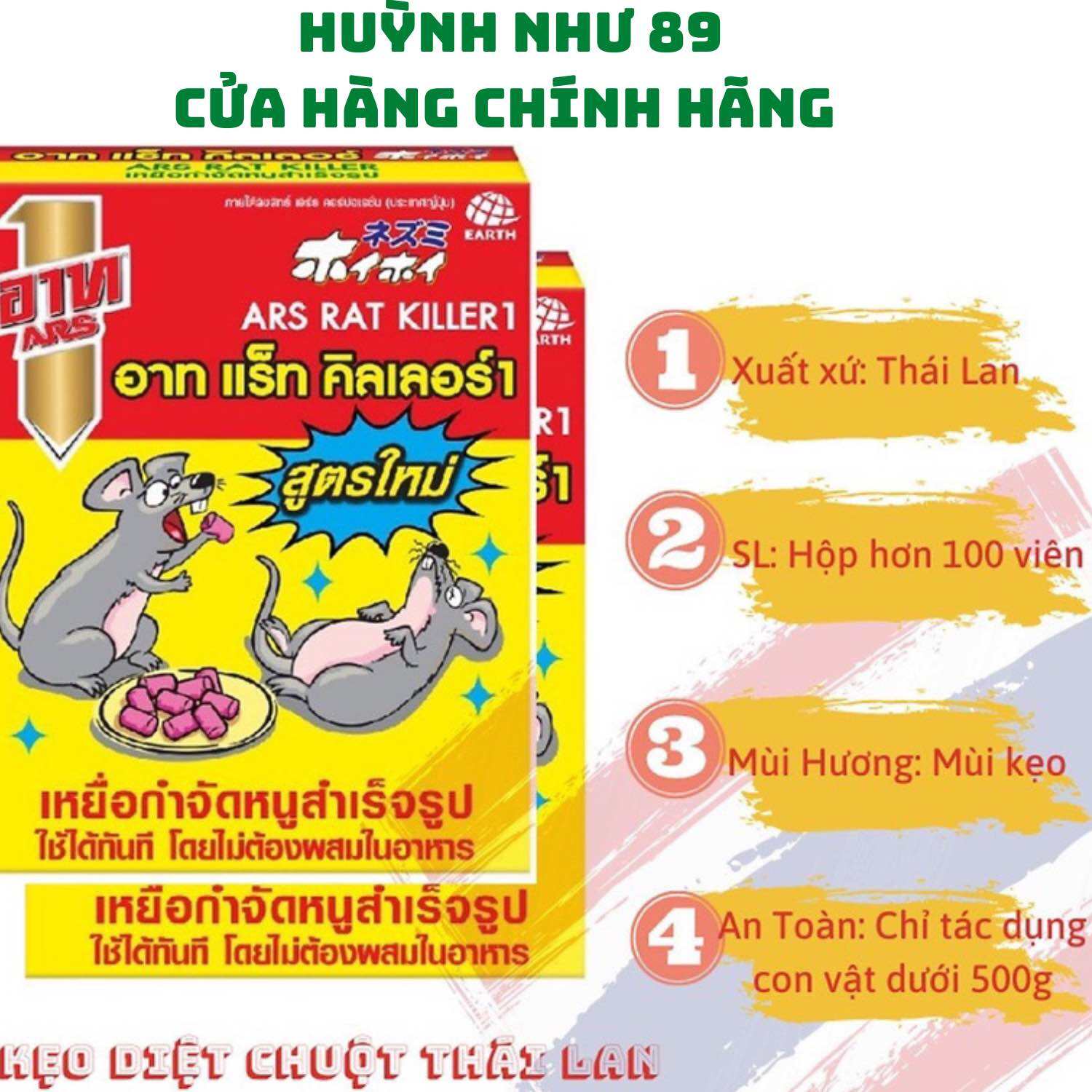 Chính hãngHộp Kẹo Diệt Chuột Ars Rat Killer Thái Lan 80g