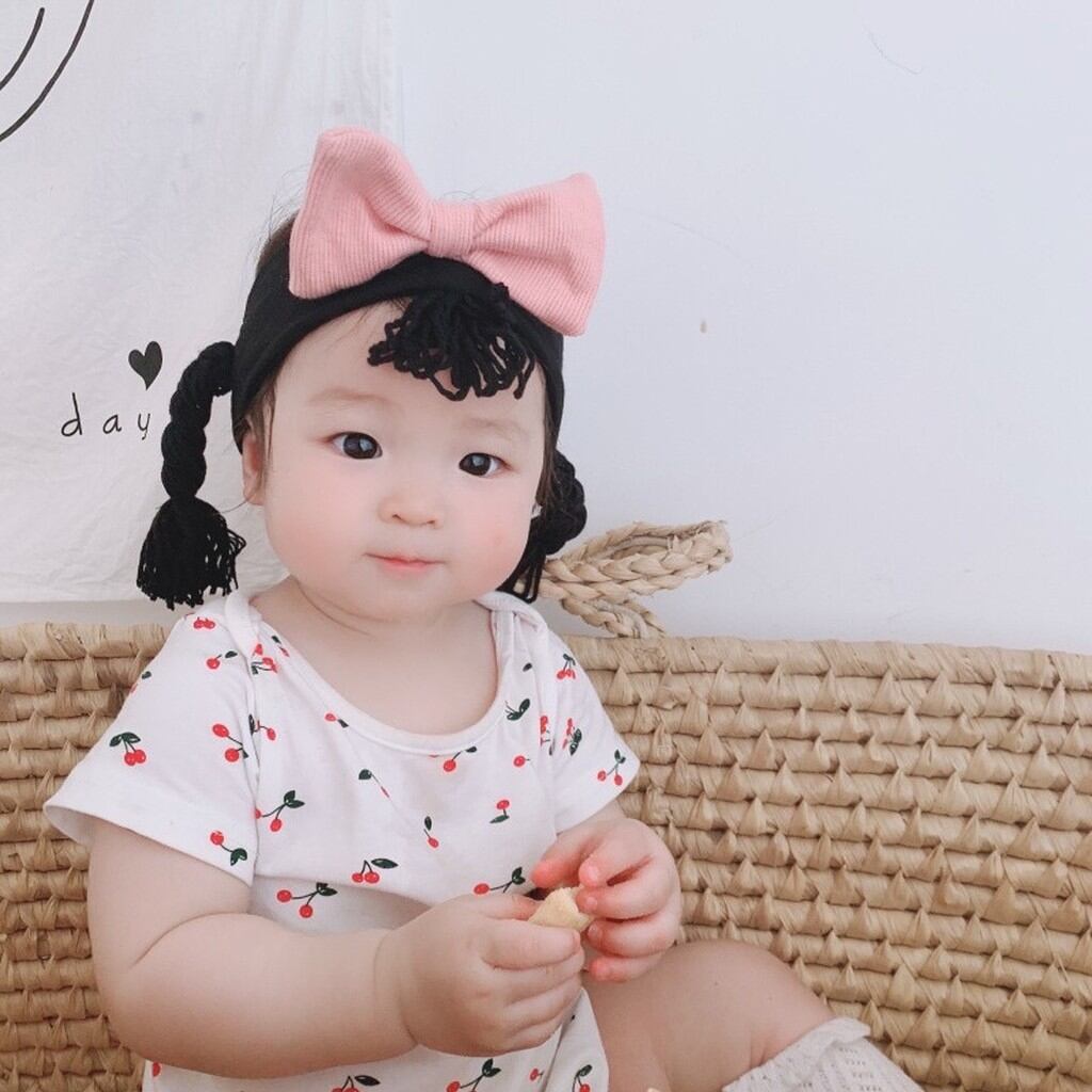 Băng đô tóc  len thắt bím co giản dể thương cho bé