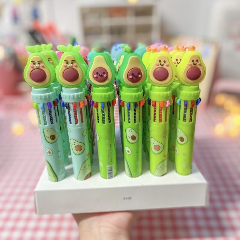 Bút bi 10 màu hình quả bơ cute