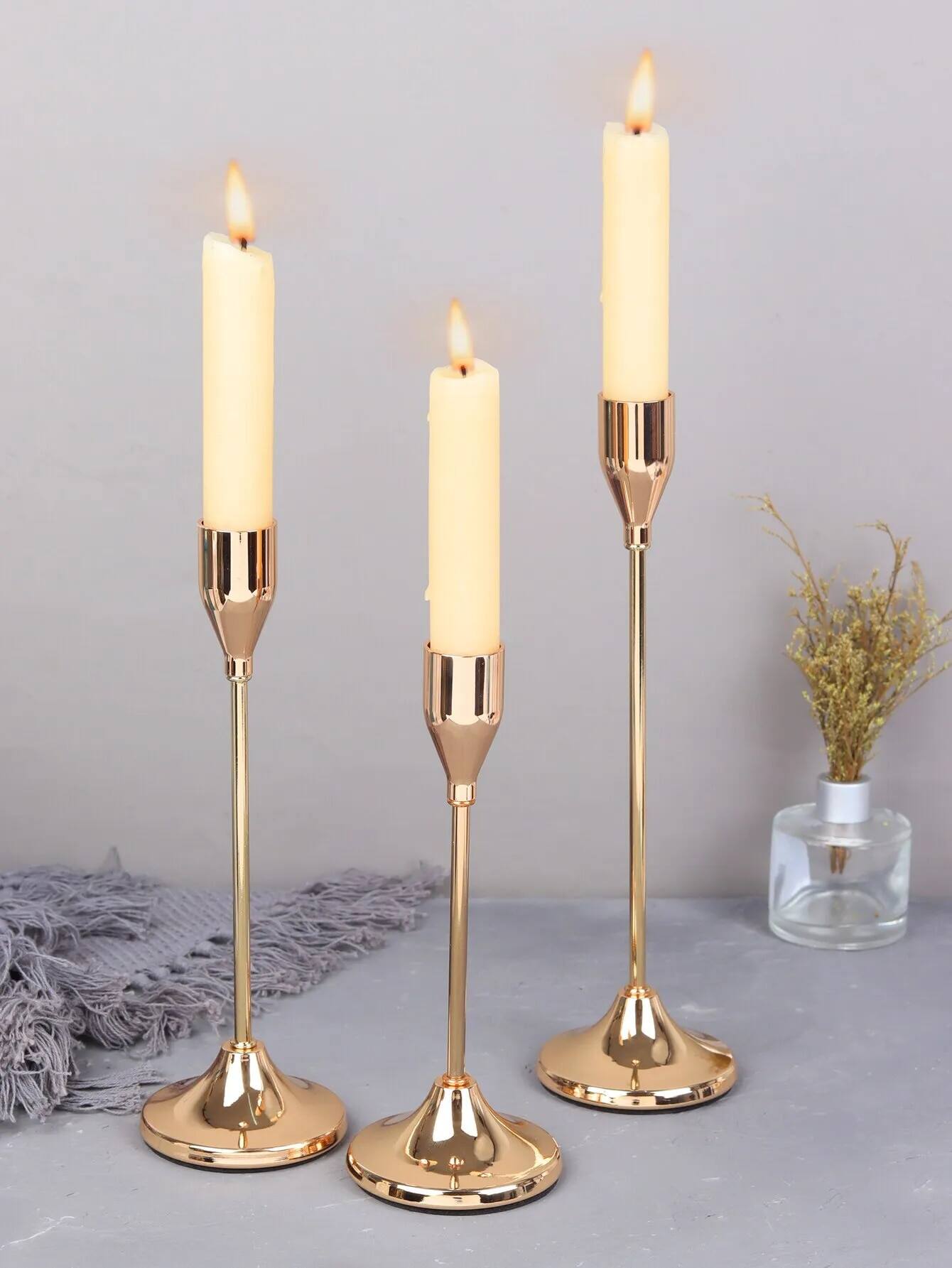 3 cái/bộ phong cách Châu Âu kim loại nến chủ sở hữu nến thời trang đám cưới Bảng nến đứng tinh tế nến giáng sinh tabl