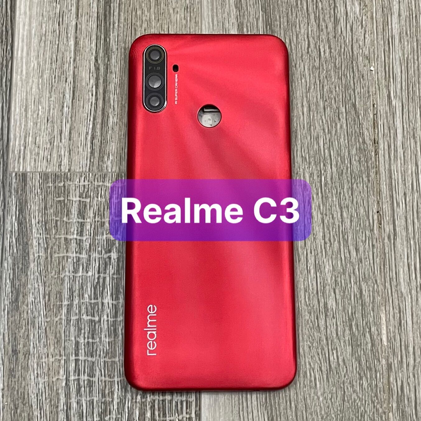 bộ xương vỏ Realme C3 ,kèm khay sim,phím,kính camera