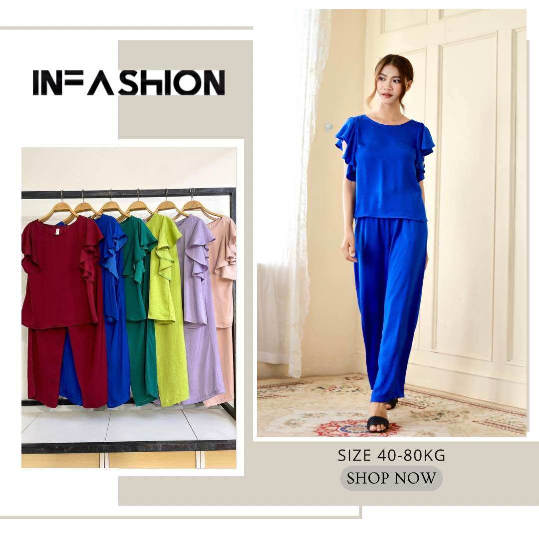 Đồ bộ lụa quần dài ống rộng tay tiên Infashion
