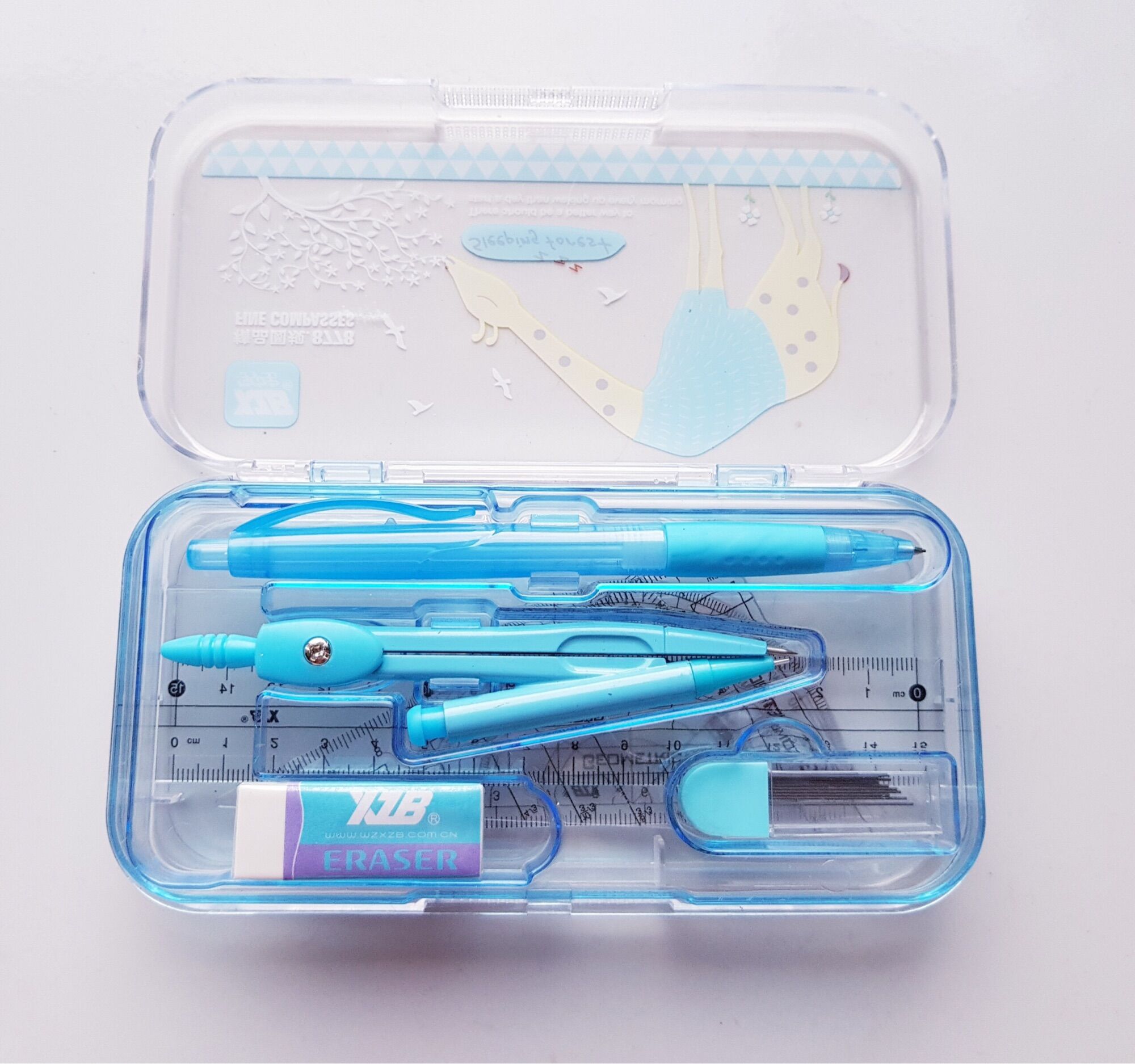 Bộ Thước Kẻ Eke, Compa, Tẩy, Chì kèm hộp đựng hàng loại 1 1 đánh giá