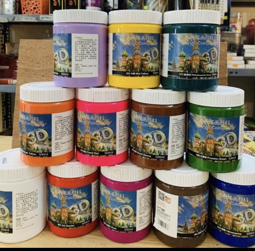 Màu acrylic 500m - màu 3d. màu vẽ mỹ thuật