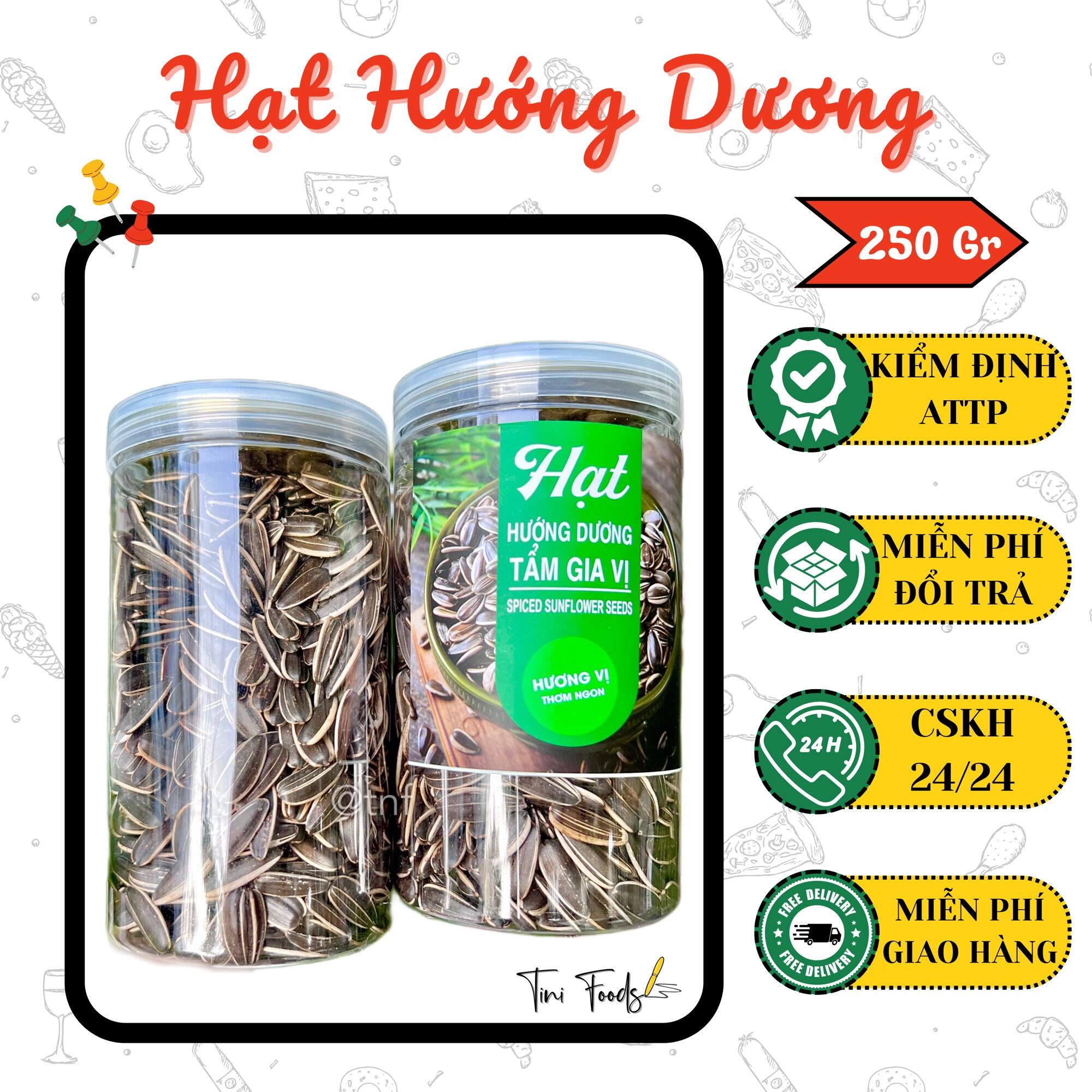Hạt hướng dương loại đặc biệt, hạt hướng dương nguyên vị hũ 250g
