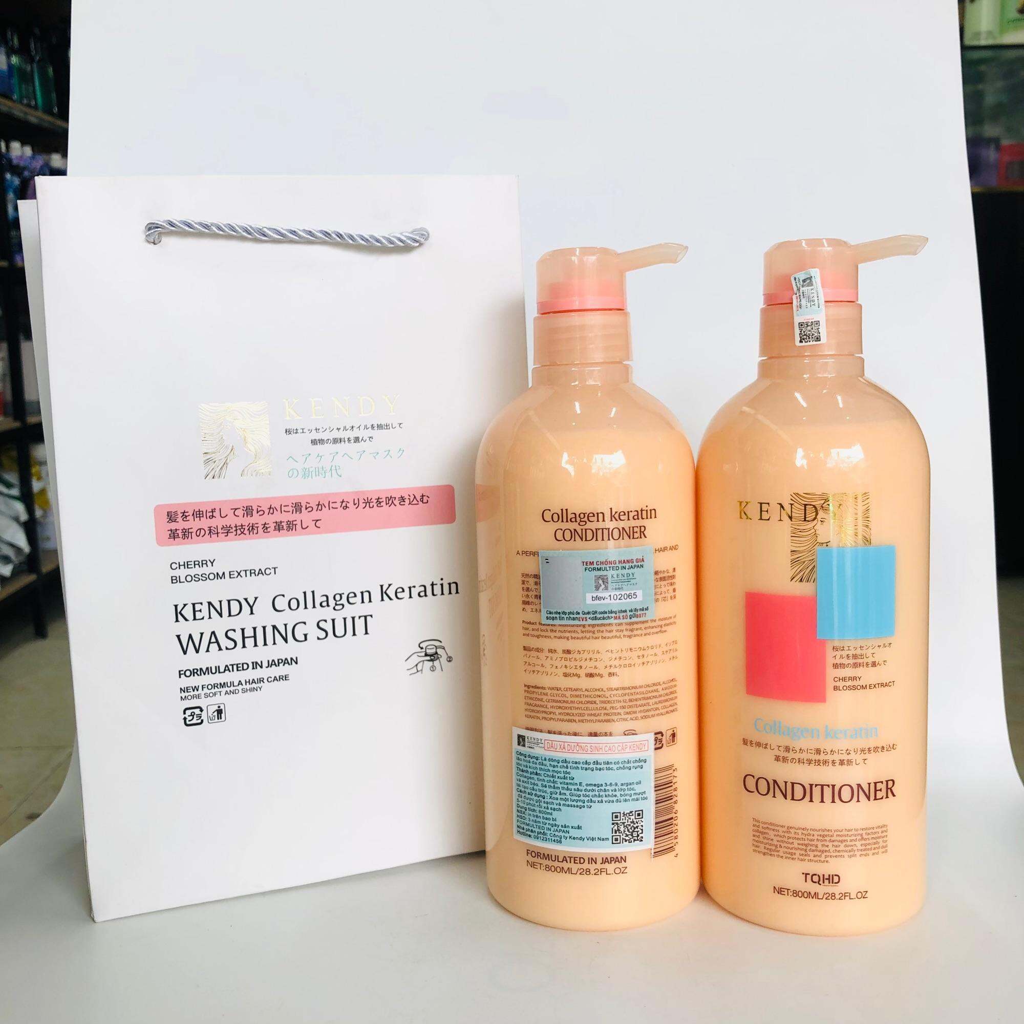 Dầu Gội+ Dầu Xả dưỡng sinh KENDY Collagen Keratin 800ml