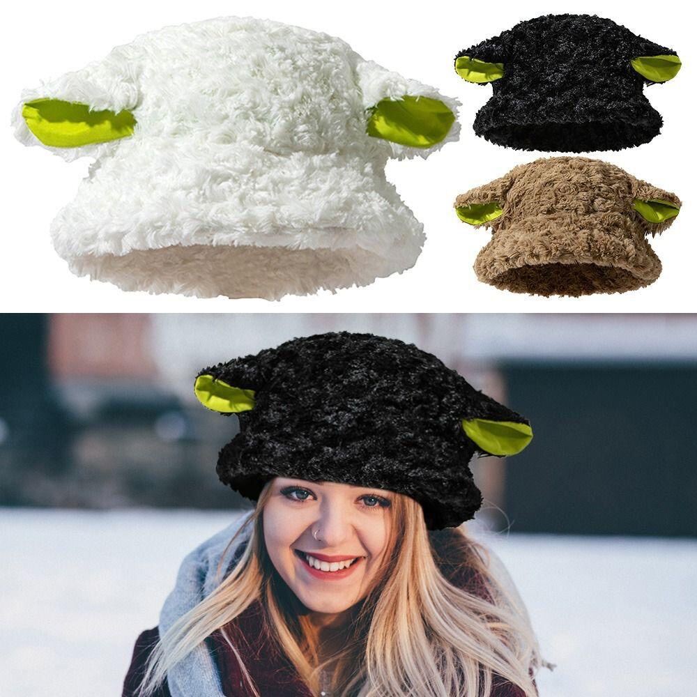 Mũ Bucket Len Tai Cừu Ngộ Nghĩnh Nón Tai Bèo Kèm Tai Đáng Yêu Chất Len Dày Giữ Ấm Đầu Nhiều Màu Hot Trend