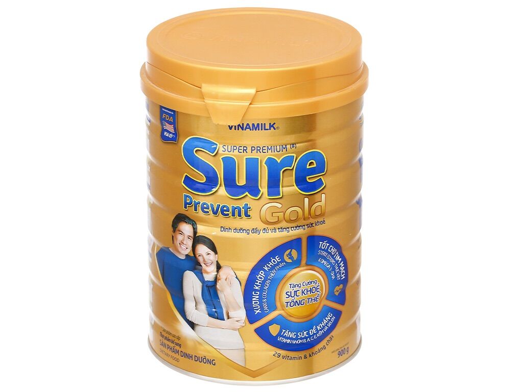 [HCM]Sữa bột Vinamilk Sure prevent gold lon 900g