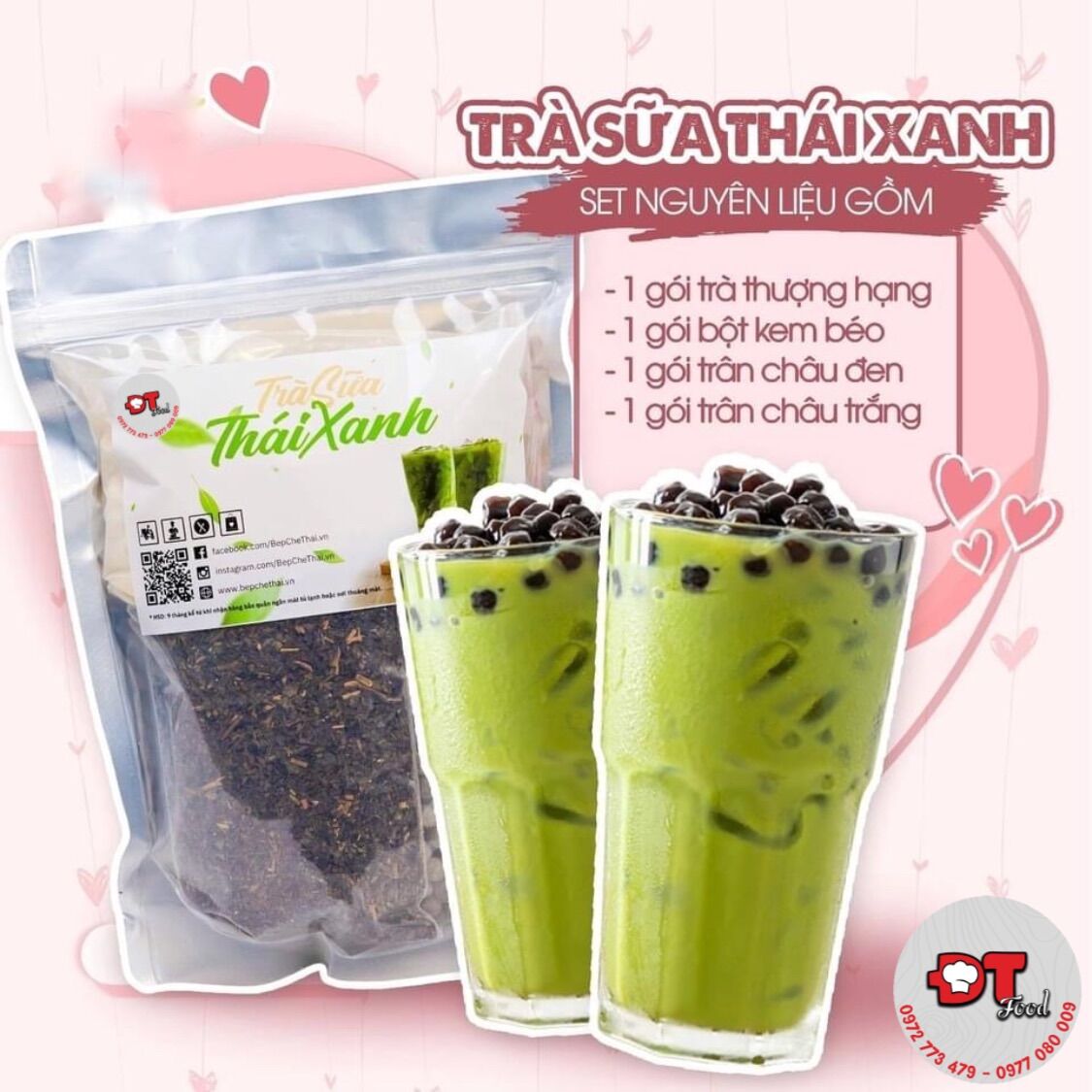 Set nguyên liệu pha Trà Sữa Thái Xanh