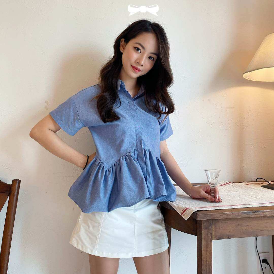 Soda pop - wavy shirt - áo sơ mi phối bèo