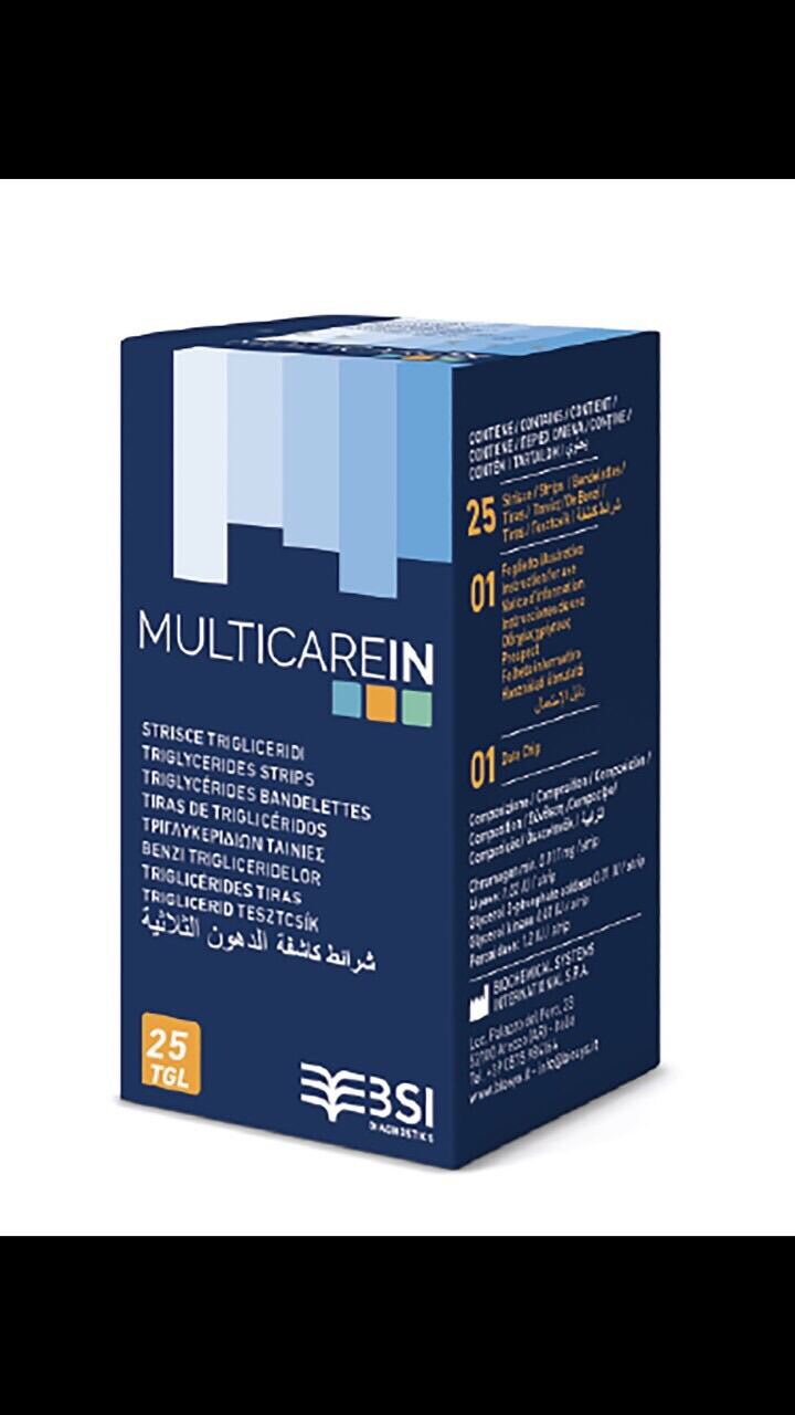 Que thử Triglycerids của máy thử tiểu đường Multicarein, hộp có 25 que.