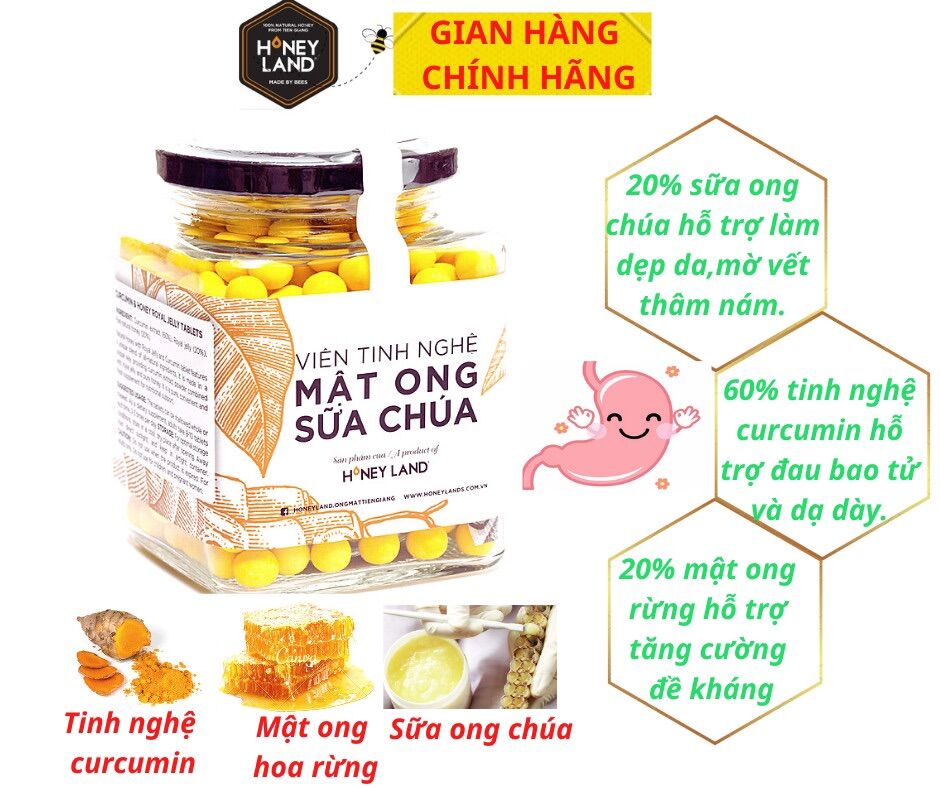 Viên Tinh Nghệ Mật ong Sữa Chúa HONEYLAND 250g