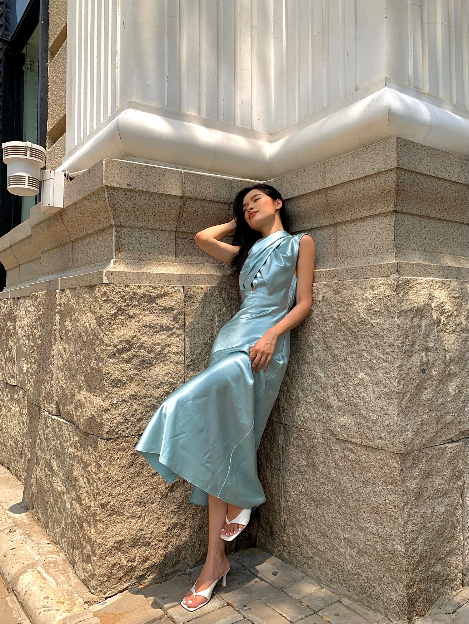 Đầm Lụa Chéo Dây Xẻ Tà - Moon River Silk Dress